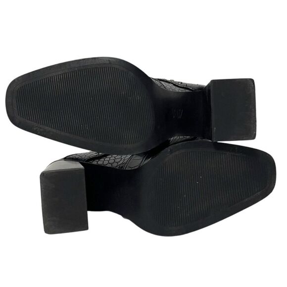 ZARA WOMAN Faux Croc Leather Studded Buckle Ankle Boots 37 - Picture 9 of 11